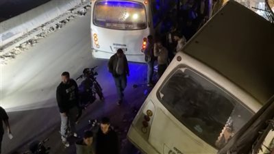 سقوط أتوبيس من أعلي نزلة كوبري عرابي بالجيزة 